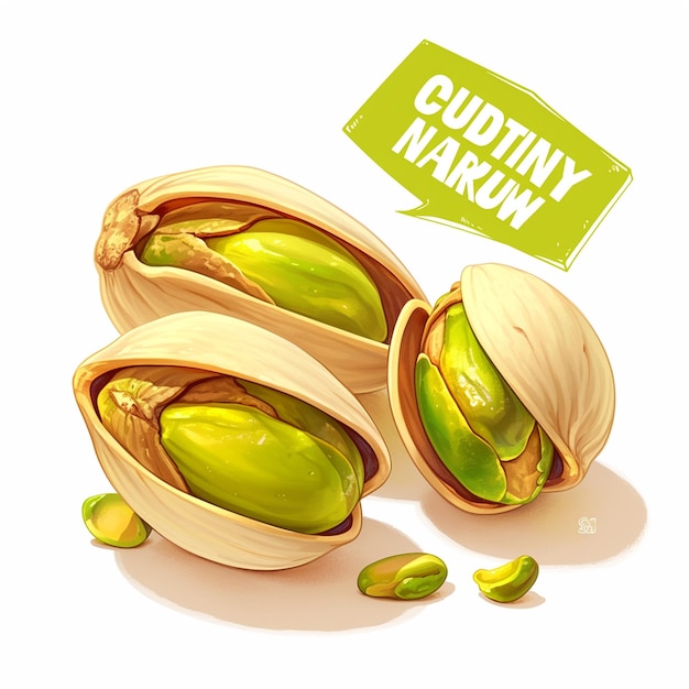 Crunchy Pistachio Nut Snack Cartoon Illustration