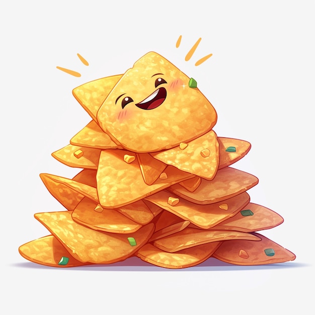 Crunchy Potato Chip Snack Cartoon Illustration