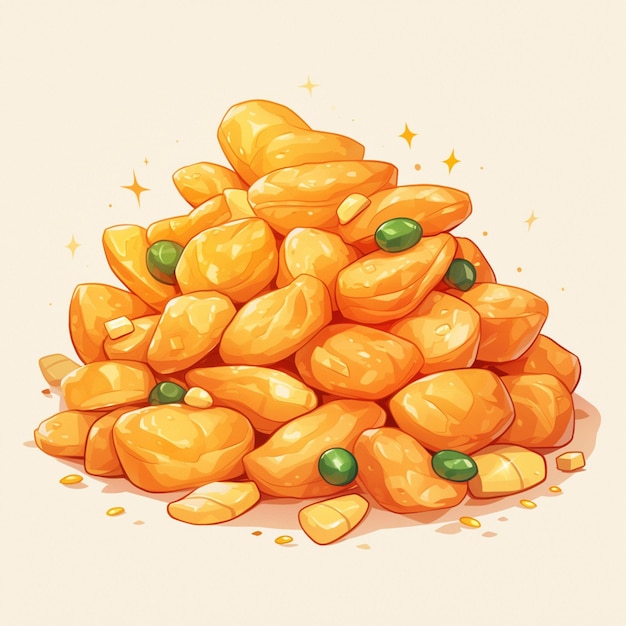 Crunchy Trail Mix Snack Cartoon Illustration