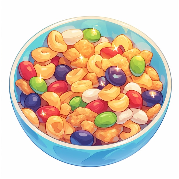 Crunchy Trail Mix Snack Cartoon Illustration