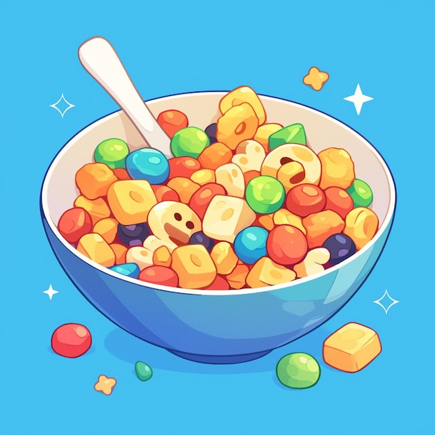 Crunchy Trail Mix Snack Cartoon Illustration