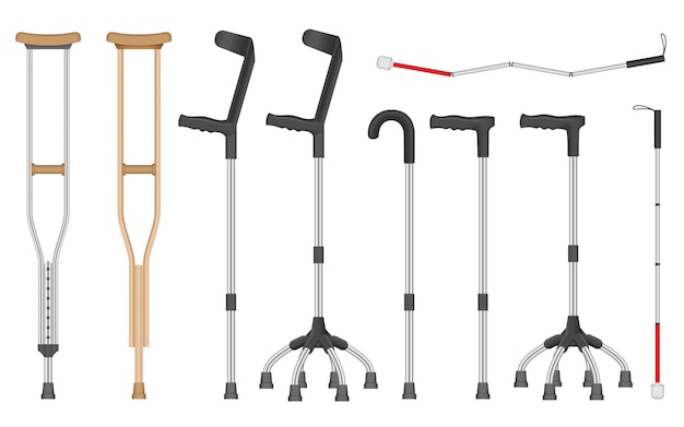 Crutches icon set