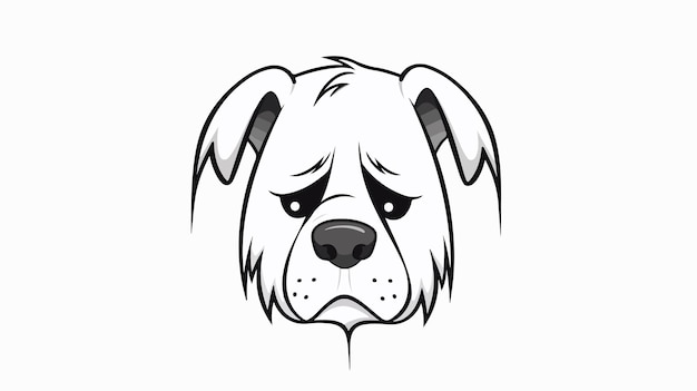 Crying Cartoon Dog Face Sketch in Cold Gradient Lines