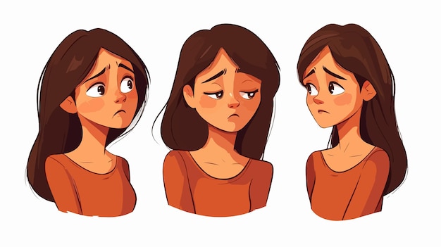 Vector crying cartoon woman in tears vector illustration