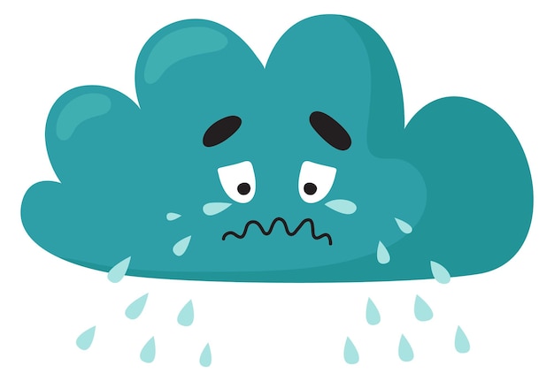 Crying cloud emoji Raining weather comic icon