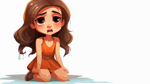 Vector crying girl cartoon vector illustration