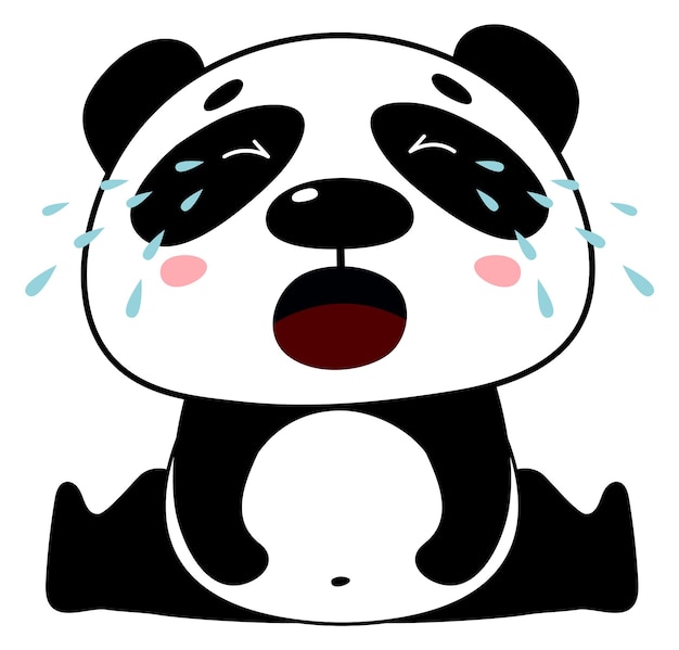 Crying panda character Cute cartoon baby animal tears