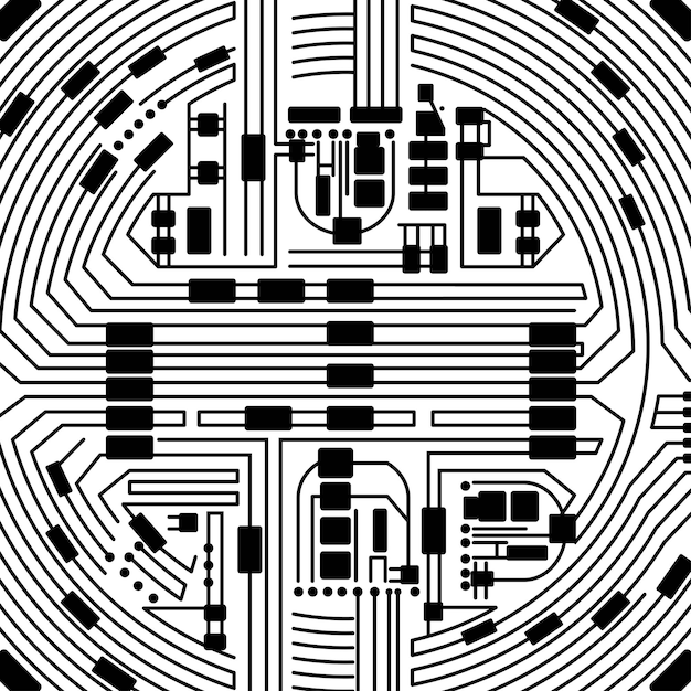 Vector crypto coin circuit black background