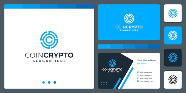 Crypto coin logo template with initial letter C. Vector Digital Money icon, Block chain, financial symbol.