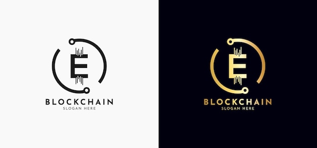 Crypto coin logos Initial letter E logo icon Vector Digital money block chain finance symbol