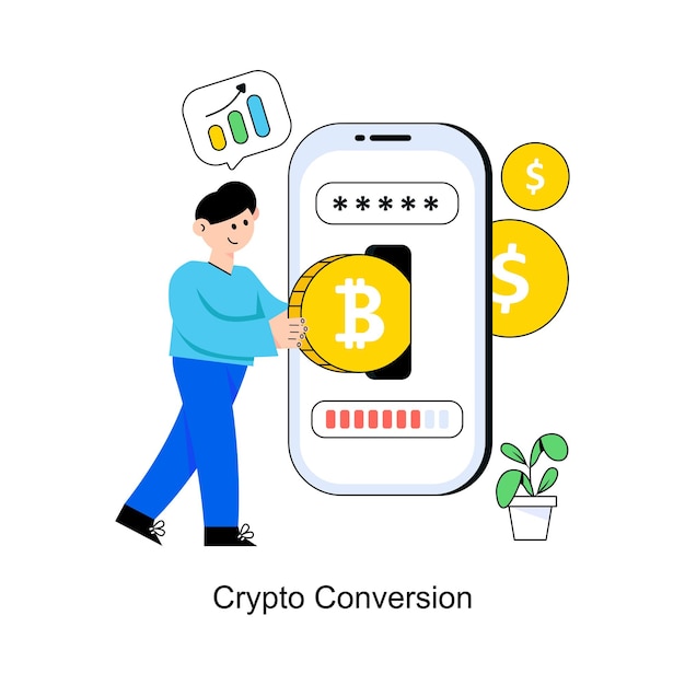 Crypto Conversion Flat Style Design Vector illustration Stock illustration