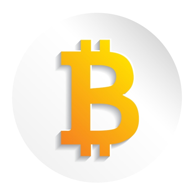 Crypto currency Bitcoin paper style vector logo, icon for web, sticker for print. Bitcoin blockchain cryptocurrency.