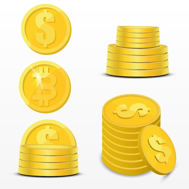 Crypto currency illustration. Set of digital money