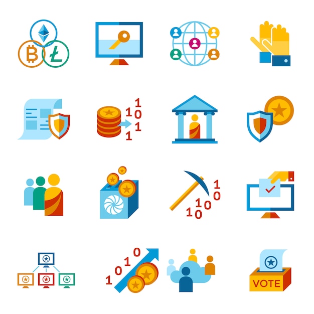 Crypto democracy and security icons collection