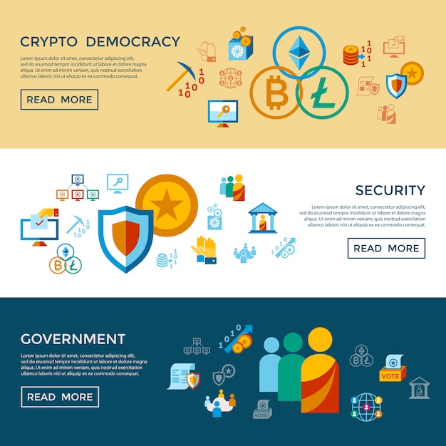 Crypto democracy and security icons collection