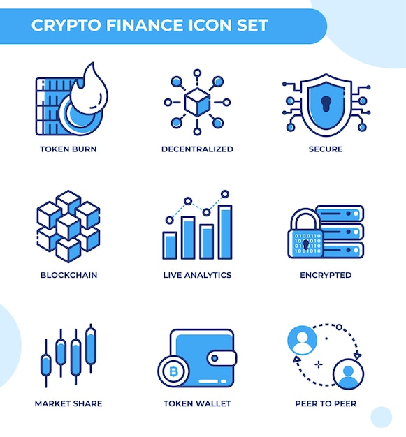 Crypto finance icon set