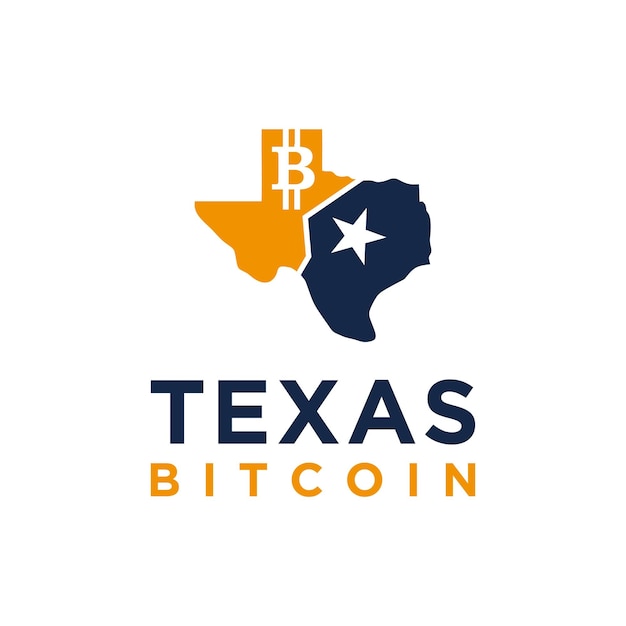 Crypto texas logo design template Bitcoin sign vector cryptocurrency coins symbol