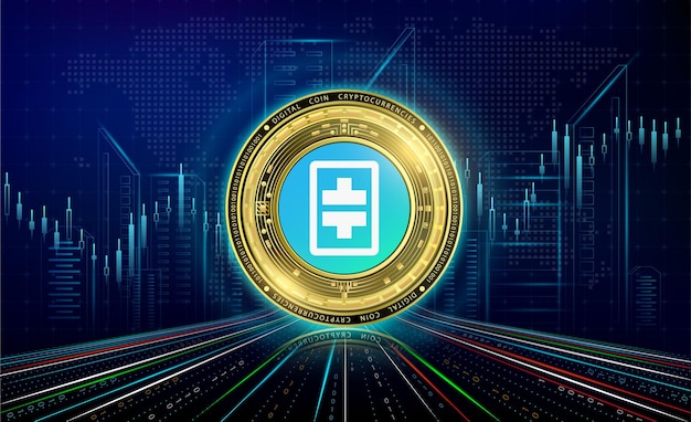 Cryptocurrencies Theta with growth chart. International stock exchange.