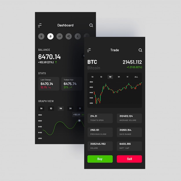 Vector cryptocurrencies trading mobile app. 