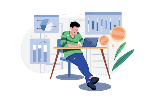 Cryptocurrency Analytic Illustration concept on white background