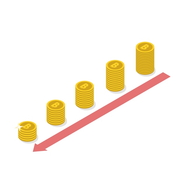 Cryptocurrency Bitcoin decline concept. 