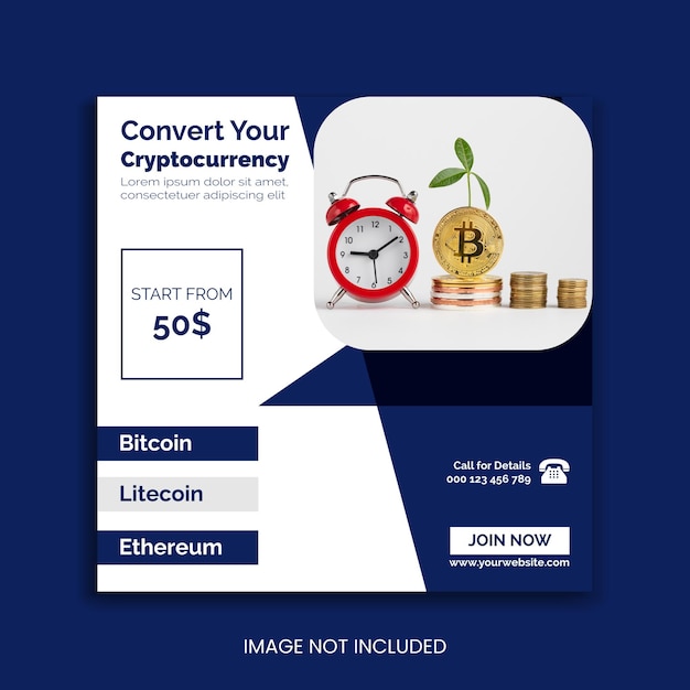 cryptocurrency bitcoin social post and Instagram template design