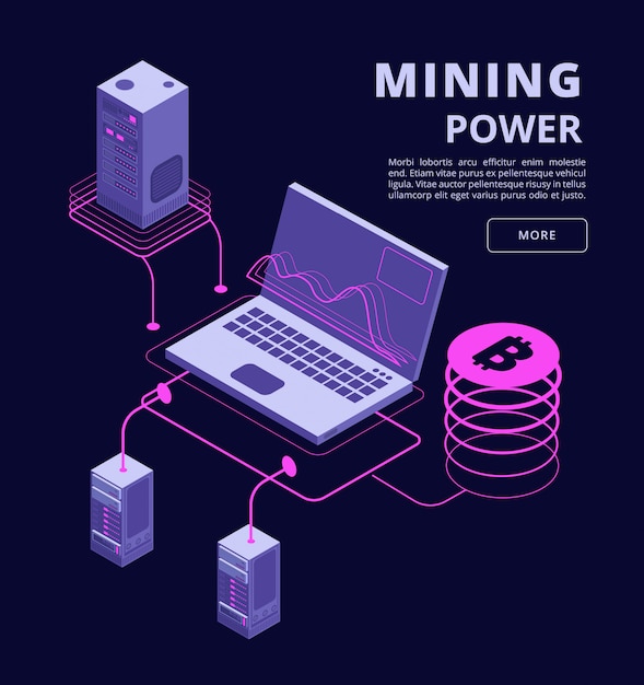 Cryptocurrency, blockchain, token trading, bitcoin farms and ico vector 3d isometric infographic