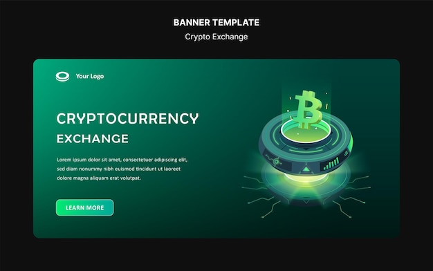 Vector cryptocurrency exchange trading banner template