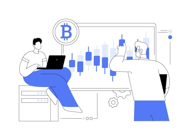 Cryptocurrency trading desk abstract concept vector illustration