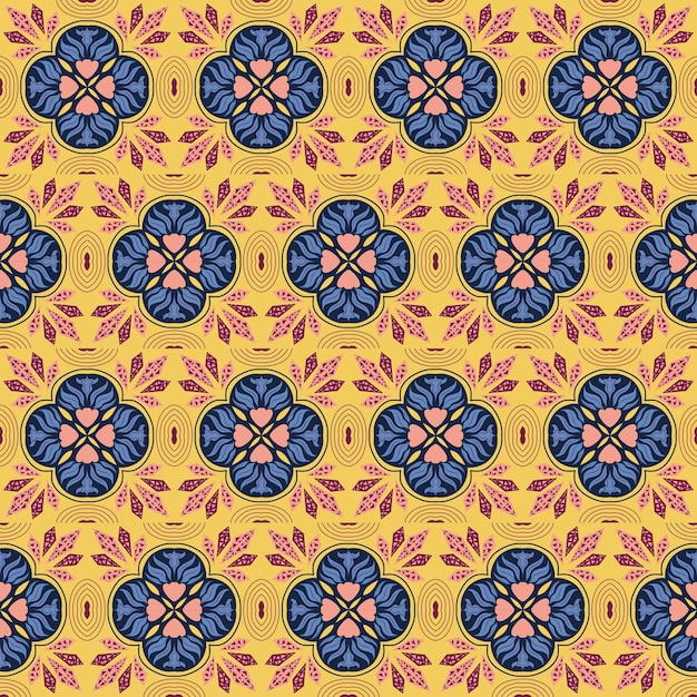 Crystal Floral Seamless Pattern Background Nature Plant Aboriginal Damask Art