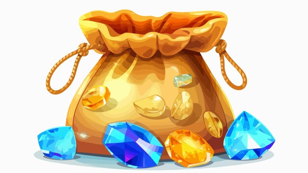 Crystal Gem Money Bag Cartoon Treasure Icon