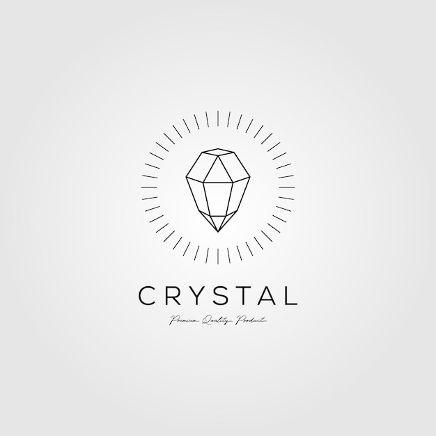 Crystal gems logo jewelry line art monoline vector icon illustration design