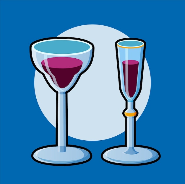 crystal glasses cartoon icon illustration