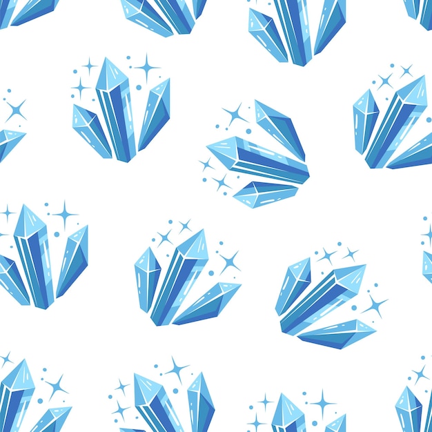 Crystal mineral magic fairytale diamond stone seamless pattern background concept