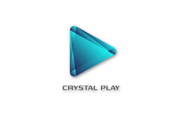 Crystal play button modern multimedia vector logo design