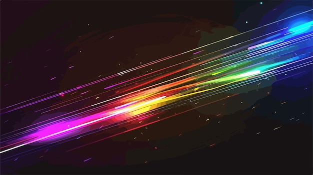 Vector crystal rainbow light effects on black background