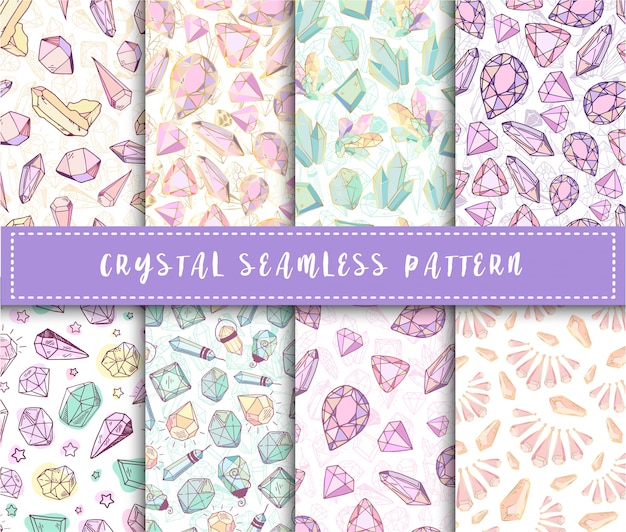 Crystal seamless pattern - set