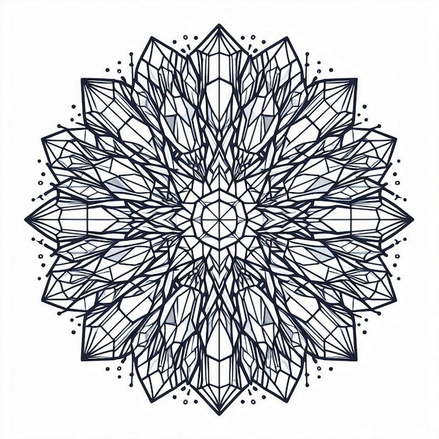 A crystalinspired mandala with simple sharp lines representing facets of gemstones vector