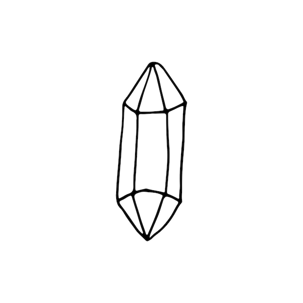 Crystals have the shape of regular polyhedra Stones Doodle Vector illustration Hand drawn Outline