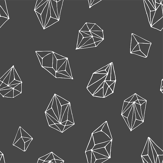 Crystals - seamless hand drawn modern pattern