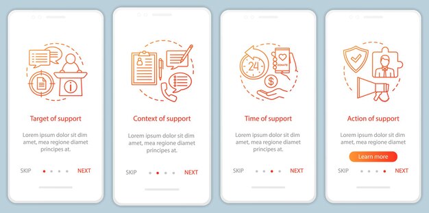 CSR onboarding mobile app page screen vector template