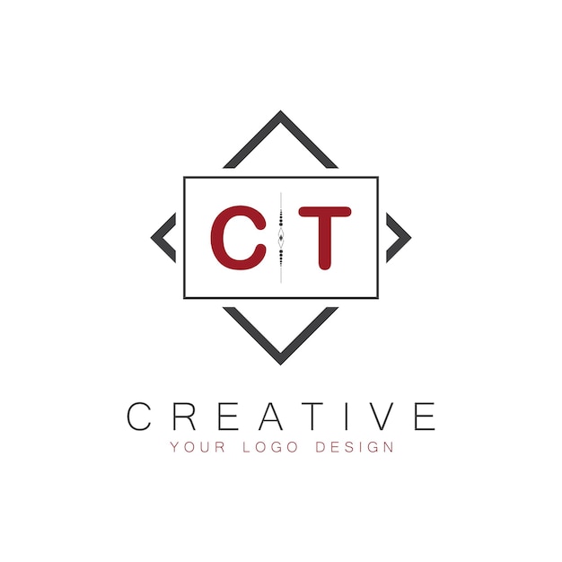 Vector ct initial monogram logo with creative square style design