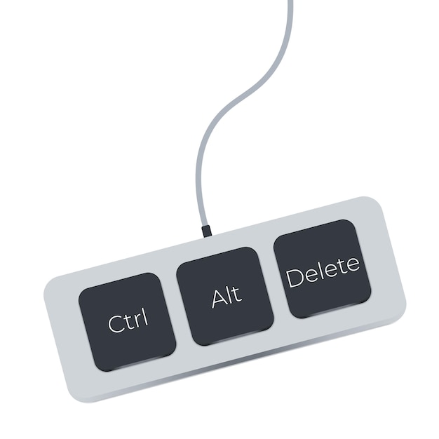 Ctrl Alt and Del on white background flat style keyboard shortcut icon for your web site design logo app UI three button for fix computer symbol