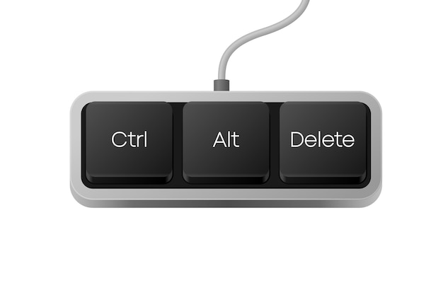 Ctrl Alt Delete button combination Computer Keyboard Word on pc computer keyboard Vector illustration