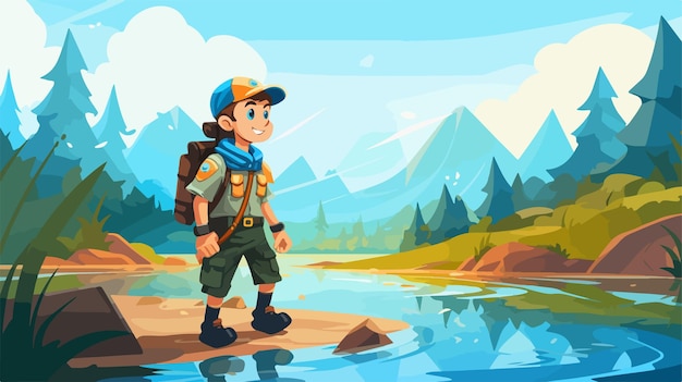 Vector cub scout 2d flat cartoon vector illustration