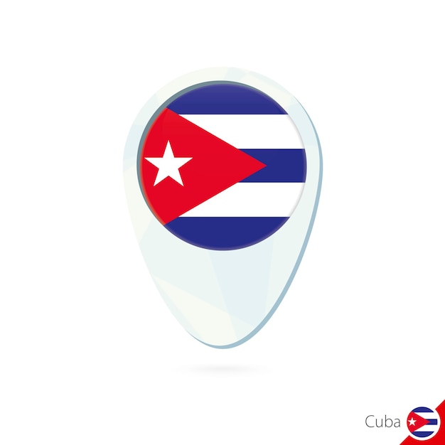 Cuba flag location map pin icon on white background