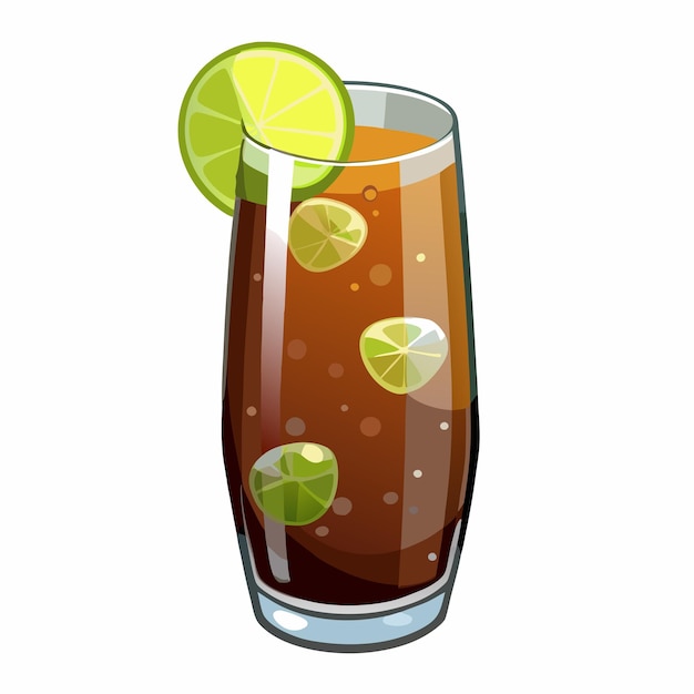 Vector cuba libre cocktail vector illustration on a isolated white background 5