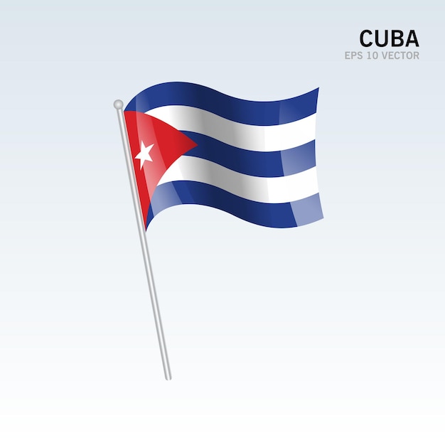 Cuba waving flag isolated on gray