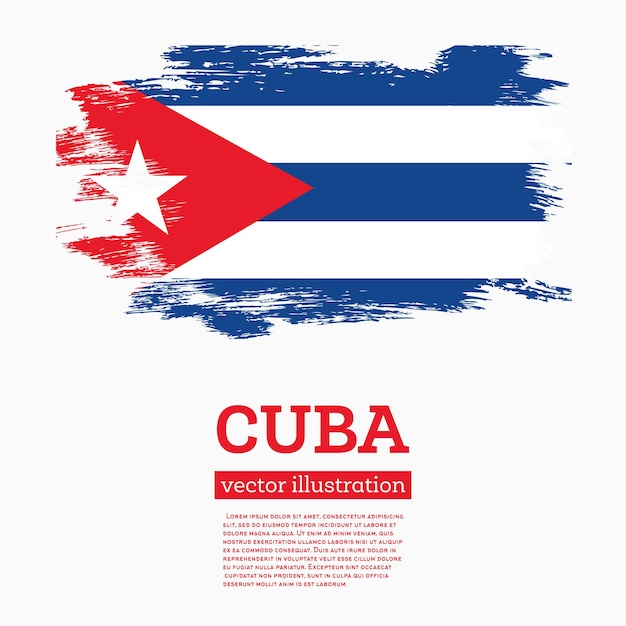 Cuban Flag with Grunge Brush Strokes Flag of Cuba Country