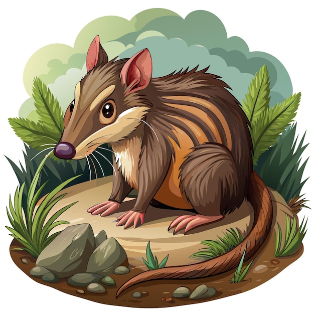 Cuban Solenodon rodent anxious rests bank vector